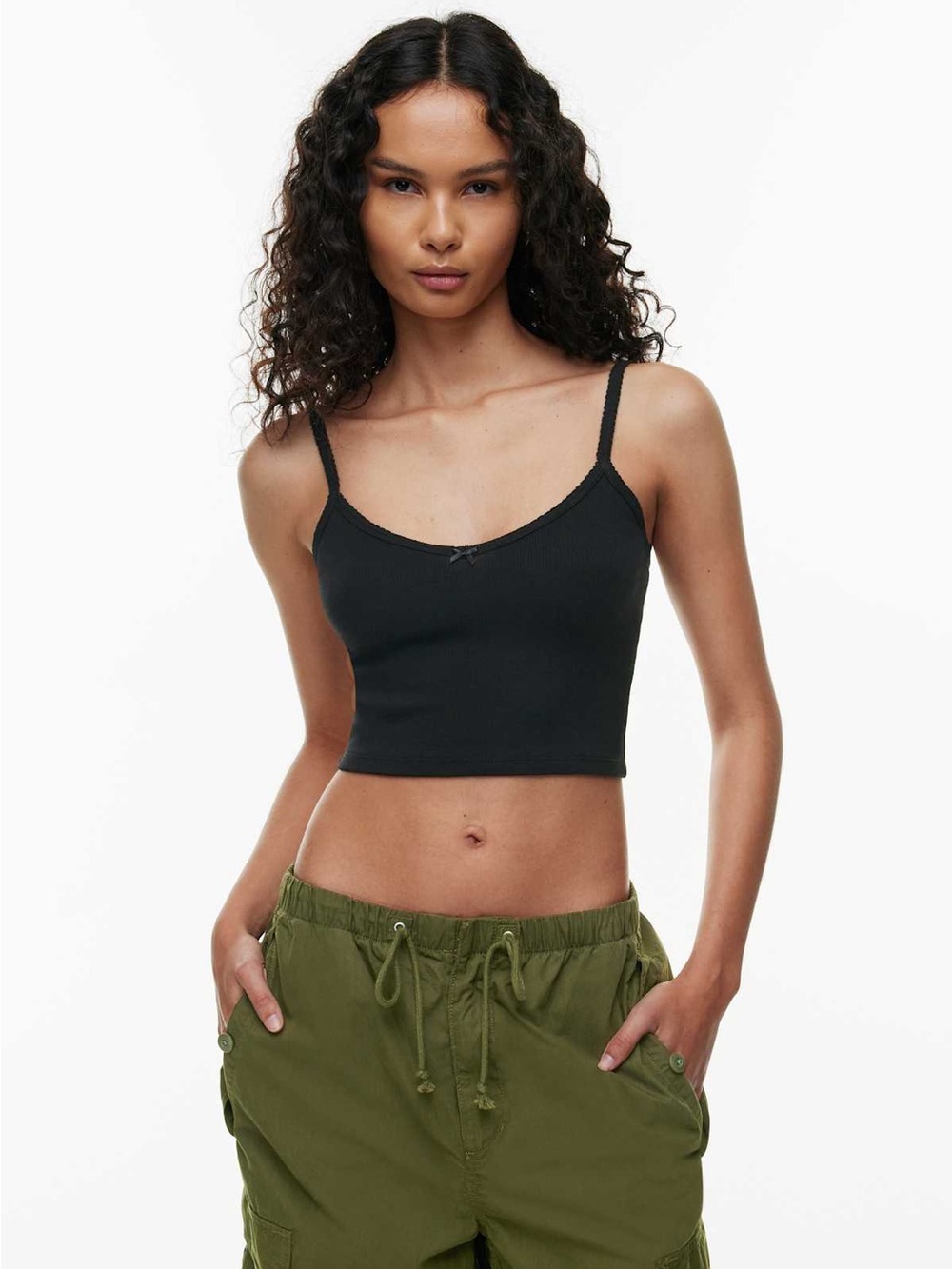 Aritzia HomeStretch™ Lace V-Neck Cami Waist Tank Stretch-rib tank